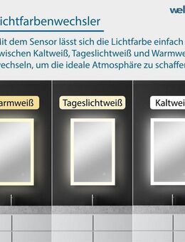 welltime LED-Lichtspiegel Harmony, mit Lichtfarbenwechsler und Dimmschalter, in verschiedenen Größen