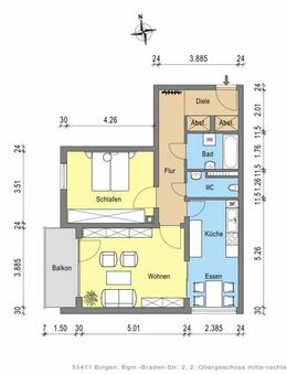 Gehräumige 2-Zimmer-Wohnung in ruhiger Lage - Bingen (Rhein)