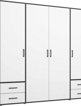 rauch Drehtürenschrank Kleiderschrank Schrank Garderobe Wäscheschrank VOYAGER (in 3 verschiedenen Ausstattungen BASIC/CLASSIC/PREMIUM) moderne Griffe in Graumetallic mit Außenschubkästen MADE IN GERMANY