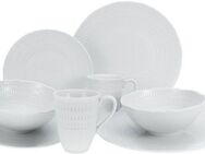 CreaTable Kombiservice Geschirr-Set Sofia (8-tlg), 2 Personen, Porzellan, Service, klassisch elegantes Relief, 8 Teile, für 2 Personen