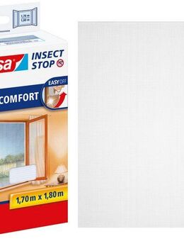 tesa Insektenschutz-Fensterrahmen Insect Stop Comfort Fliegengitter für Fenster - 1.7 m : 1.8 m, (Packung, 1-St., Fliegennetz, Klettband, Andrück und Schneidehilfe), Insektenschutzgitter - Fliegenetz ohne Bohren - zuschneidbar