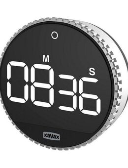 Xavax Küchentimer Timer "Rotation", digital, Silber, Schwarz Magnetisch, Aussparung für Wandmontage, Antirutsch-Pad