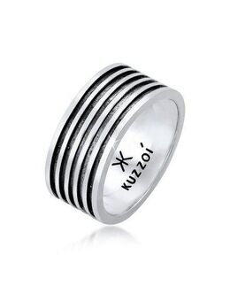 Kuzzoi Silberring Herren Bandring Massiv Rillen 925 Silber