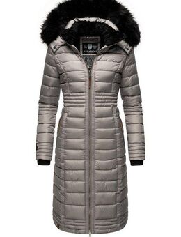 Navahoo Wintermantel Umay langer Damen Winter Steppmantel mit Kunstfellkapuze