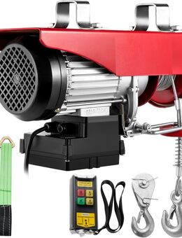 Seilwinde Elektrische mit Doppelkabel Tragkraft 495 KG Motorleistung 1020 W, Seilhebezug mit Kettenzug 220V, Motorwinde Flaschenzug Drahtlose Fernbedienung Not-Aus-Schalter Inkl. 2 Hebegurte - Wuppertal