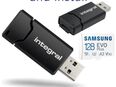 USB 3.1 Typ A, Speicherkartenleser integral MicroSD Laufwerk, Samsung EVOPlus MicroSDXC 128GB, mit einer Datenübertragung von bis zu 130MB/s, inklusive SD-Adapter in 90763