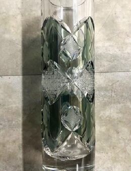 Zylinder-Deko-Blumenvase, schweres massives Glas, grün-weißes Finish, 25 cm - München