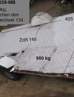 Plattformanhänger 900kg ca 405 x 198 mit Brief, ZdR 148, Alko, ideal für TINY House, Quad- Zweirad-Maschinentransporter gebr. (plus 132 Deichsel) Knaus Südwind 420 8203 Country BJ 88) - Schotten Zentrum