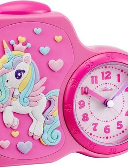 Atlanta Kinderwecker ideal für Reisen, Geschenkidee, Beleuchtung, Herz, Einhorn, analog