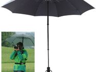 EuroSCHIRM® Taschenregenschirm teleScope handsfree, silber, zweifach ausziehbarer Schaft, handfrei tragbar und mit UV-Schutz 50+