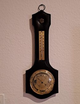 Altes Barometer Thermometer Leder Messing 49 cm ohne Aufhängelasche - Büdelsdorf