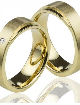 Edelstahlringe MOR28 mit goldfarbiger Beschichtung und Diamant - Aholming