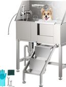Tiersalon Hundesalon Haustier Pflege Badewanne Edelstahl Langlebig Hund Katze Mit Sprüher und Wasserhahn Professionell Set 76 in 42105