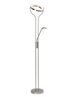 Brilliant Deckenfluter Demian, LED fest integriert, Warmweiß, LED Stehlampe Lesearm eisen/chrom