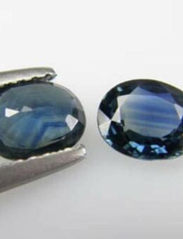 1,29 ct - Augenreine, 2 x Africa Blue Saphire , Oval Faced - Neubrandenburg