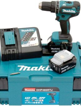 Makita Akku-Schlagbohrschrauber DHP485RTJ, max. 1900 U/min, mit 2 Akkus 18 V/5 Ah und Ladegerät, inkl. Aufbewahrungskoffer