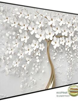 Papermoon Infrarotheizung Blumen weiß gold, sehr angenehme Strahlungswärme