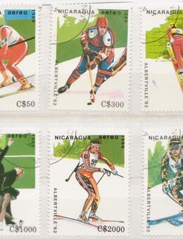 Olympia-Briefmarken 1992 Albertville von Nicaragua -3 (356) - Hamburg