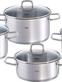 Fissler Topf-Set Viseo Topf-Set, Edelstahl 18/10 (Set, 8-tlg., 1x Bratentopf 20 cm, je 1x Kochtopf 16/20/24 cm), Induktionsgeeignet, Mess-Skala, Made in Germany