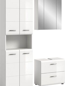 INOSIGN Badmöbel-Set FLORENZ, TOPSELLER!, 3-teilige Badkombination, hochwertige MDF-Front, (Set, best. aus: 1 Hochschrank, 1 Waschbeckenunterschrank, 1 Spiegelschrank), Bad-Kombination, Bad-Möbel, Badezimmer, Kombination, Kombi