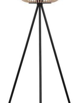 EGLO Stehlampe BORDESLEY Stehlampe, Vintage, Stahl und Holz, E27, Wohnzimmerlampe, Ein-/Ausschalter, ohne Leuchtmittel, Flur, Wohnzimmerlampe, H139 x Ø35 cm, schwarz, natur, 1X28W exkl.