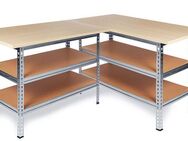 ONDIS24 Werkbank Werkstatt Ecklösung »Sparfuchs«, (2-tlg), 180 x 120 x 85 (H) cm, bis 320 kg belastbar, Arbeitsplatte 25 mm