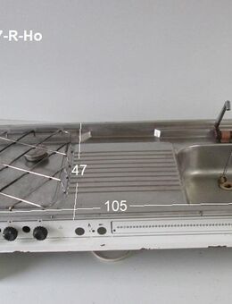 Cramer Kochfeld 50mba 3-flammig (links) mit Spülbecken gebr. ca 105 x 47 cm (zB Hobby) 50 mBar OHNE Typenschild - Schotten Zentrum