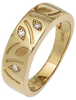JOBO Diamantring, 585 Gold mit 3 Diamanten