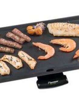bestron Tischgrill Asia Lounge, 1800 W, Teppanyaki Grillplatte XXL im Asia Design, mit Bambus-Griffen