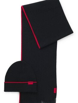 HUGO Schal Zaschel Set, (Set, 2-St. mit passender Mütze), aus Schurwollmix