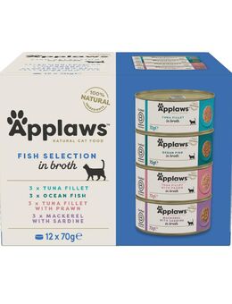 Applaws Adult Dose Mix 12 x 70 g - Mixpaket Fisch in Brühe (4 Sorten)