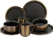 CreaTable Kombiservice Modern Industrial (8-tlg), 2 Personen, Steinzeug, Service, Spezialglasur, glänzende Sprenkel, 8 Teile, für 2 Personen