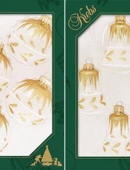 Krebs Glas Lauscha Christbaumschmuck Kugeln und Glocken, Weihnachtsdeko, Christbaumschmuck (8-tlg), mit goldfarbenem Motiv, handdekoriert