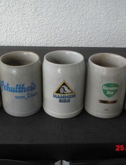 Sammlung Bierkrüge Steingut: Schultheis Bier vom Rhein, Hannen Alt, Andreas Bier, Feldschlösschen, Rhenania - Bottrop