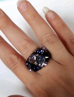 Agatha Ring schwarz lila Steine Glitzer Gr. - Frankfurt (Main) Zeilsheim