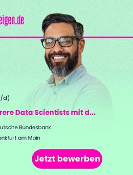 Mehrere Data Scientists (m/w/d) mit den Schwerpunkten Prozessautomation und konzeptionelle Arbeiten im Rahmen des statistischen Meldewesens - Frankfurt (Main)