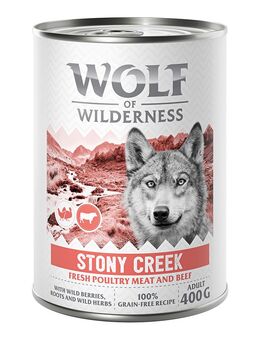 6 x 400 g Wolf of Wilderness Nassfutter zum Probierpreis! - Stony Creek - Geflügel mit Rind