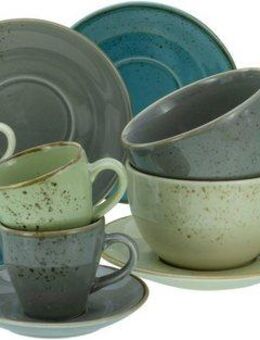 CreaTable Tasse Tassen Set NATURE COLLECTION, Steinzeug, Bistrotassen, 4 Cappuccinotassen, 4 Espressotassen, je mit Untertassen