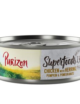 Purizon Superfoods 12 x 70 g - Huhn mit Hering, Kürbis und Granatapfel