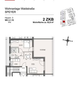 2-ZKB Neubau Wohnung im Penthaus - nur mit Wohnberechtigungsschein anmietbar! - Speyer