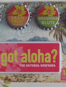 Warsteiner Brauerei - Aloha Limonade - 4 Magnete in Kronkorkenform, 1 Magnet 38 x 75 mm & 1 Postkarte - Doberschütz