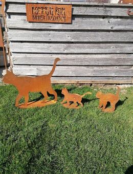 Katzenfamilie Katzenjunges zum Stecken oder auf Platte Edelrost - Kraftisried