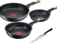 Tefal Pfannen-Set Unlimited Ice Force, Aluminium (Set, 4-tlg., je 1 Bratpfanne Ø 20/24/28 cm, Kochmesser 20 cm), kratzfeste Antihaftversiegelung, Thermo-Signal, inkl. Kochmesser