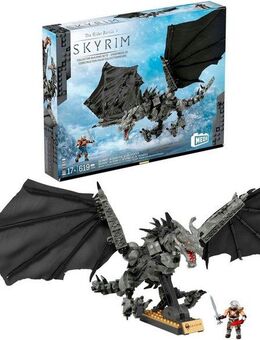MEGA Skyrim Alduin der Weltenfresser Bausatz mit Actionfigur Konstruktions-Spielset, Bausatz