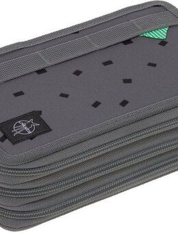 LÄSSIG Federmäppchen Unique, Triple, Speckles anthrazite, Dreifach Mäppchen, PETA-approved vegan, aus recyceltem Material