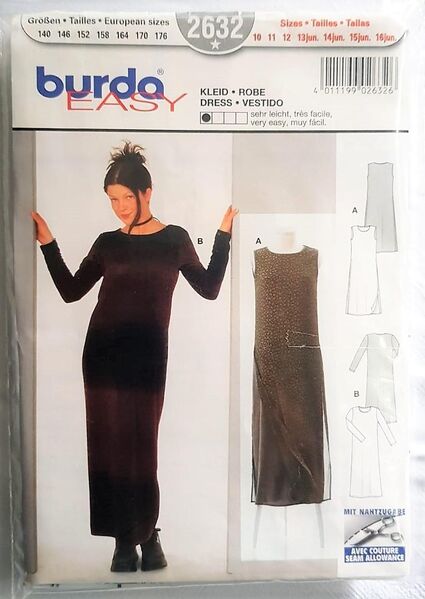 Burda Schnittmuster 2632 ❤️ 1x gebraucht! ⭐ Mädchen Kleid lang Gr 140 - 176 - Großrosseln