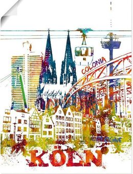 Artland Leinwandbild Köln Dom Grafik, Köln (1 St), auf Keilrahmen gespannt