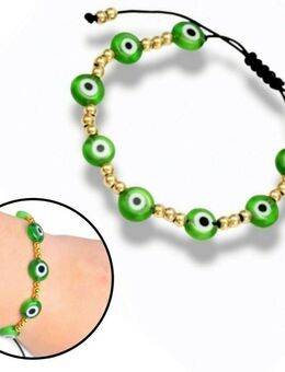 Armband mit Nazar Boncuk Grüne Auge Runde Goldfarbene Perlenoptik Schmuck Grün 9,90* - Villingen-Schwenningen
