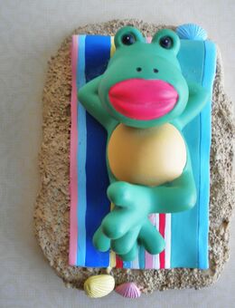 Nici-Keramik-Frosch,Handgemacht,ca. 10 cm - Linnich