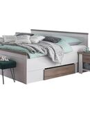 Bettanlage inkl. Nachtkonsolen + Lattenrost Pinie weiß Trüffel in 36199